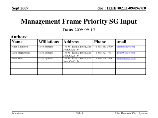 Management Frame Priority SG Input