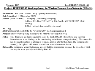 Project: IEEE P802.15 Working Group for Wireless Personal Area Networks (WPANs)