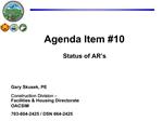 Agenda Item 10 Status of AR s