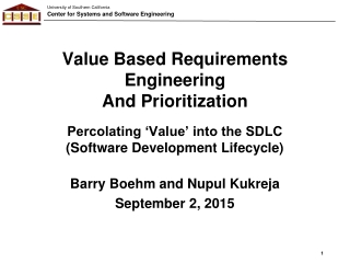 Value Based Requirements Engineering And Prioritization