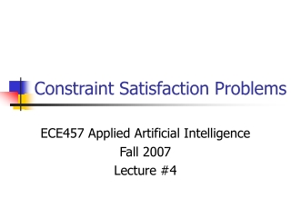 Constraint Satisfaction Problems