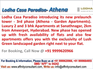 Lodha Casa Paradiso 3BHK Athena @09999620966 Hyderabad