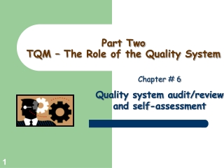 Part Two TQM – The Role of the Quality System