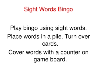 Sight Words Bingo