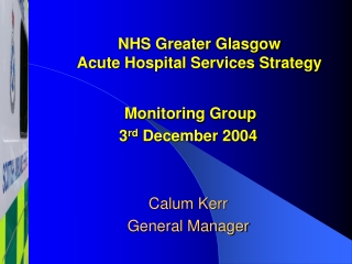NHS Greater Glasgow Acute Hospital Services Strategy