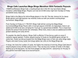 Bingo Cafe Launches Mega Bingo Marathon With Fantastic Payou