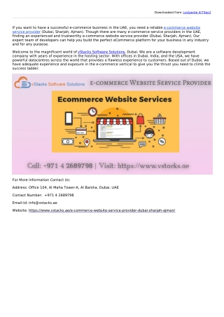 e-commerce Website Service Provider