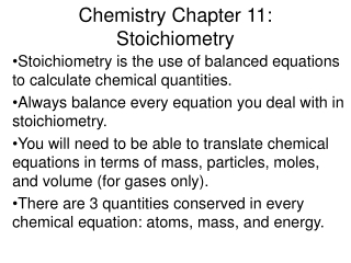 Chemistry Chapter 11: Stoichiometry