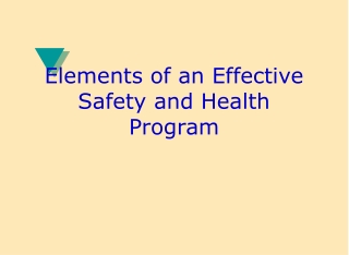 Elements of an Effective Safety and Health Program