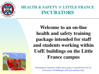 HEALTH &amp; SAFETY @ LITTLE FRANCE INCUBATORS