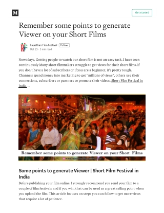 Remember some points to generate Viewer on your Short Films