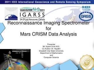 Reconnaissance Imaging Spectrometer for Mars CRISM Data Analysis