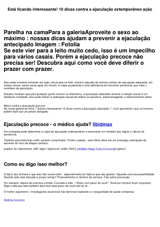 Está ficando interessante! 10 dicas contra a ejaculação extemporâneo ação