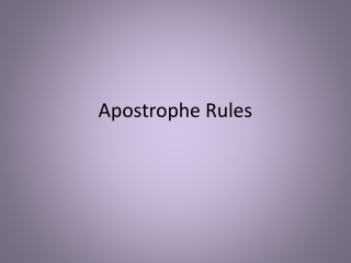 Apostrophe Rules