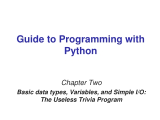 Guide to Programming with Python