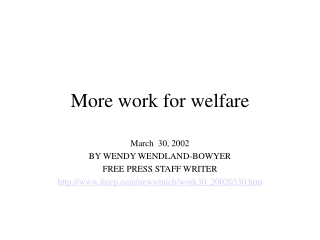 More work for welfare
