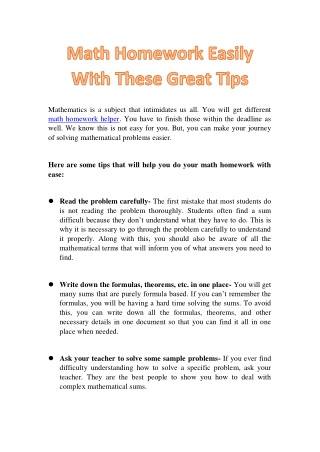 Tips That Will Help To Do Your Homework With Ease