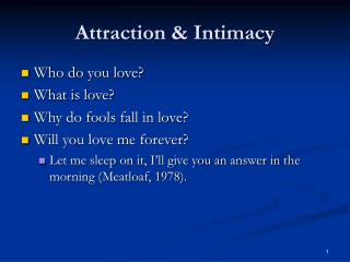 Attraction & Intimacy