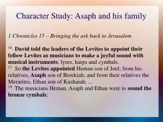 Character Study: Asaph and his family