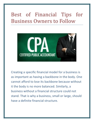 Best of Financial Tips for Business Owners to Follow