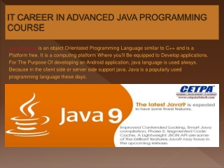 IT CAREER IN ADVANCED JAVA PROGRAMMING COURSE