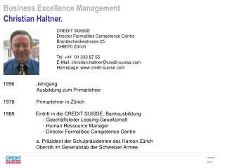 Business Excellence Management Christian Haltner.