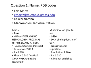 Question 1: Name, PDB codes