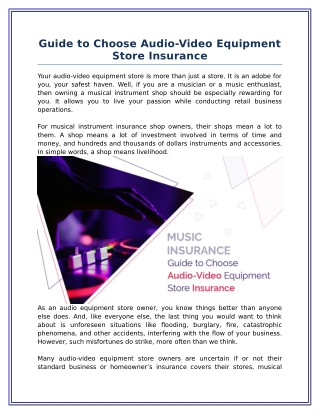 Guide to Choose Audio-Video Equipment Store Insurance