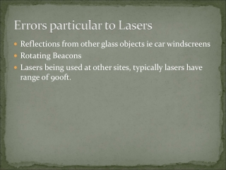 Errors particular to Lasers