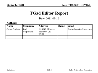 TGad Editor Report