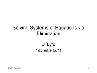 Solving Systems of Equations via Elimination