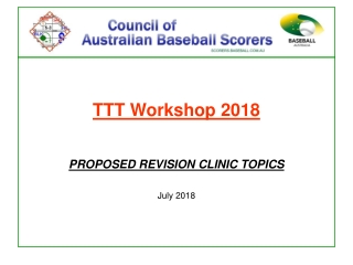 TTT Workshop 2018 PROPOSED REVISION CLINIC TOPICS July 2018