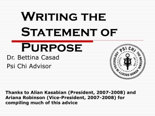 Writing the Statement of Purpose