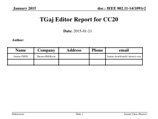 TGaj Editor Report for CC20