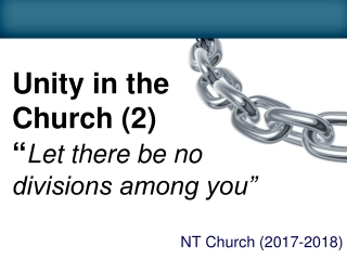 Unity in the Church (2) “ Let there be no divisions among you”