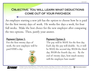 Objective: You will learn what deductions come out of your paycheck