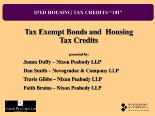 IPED HOUSING TAX CREDITS “101”