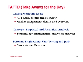 TAFTD (Take Aways for the Day)