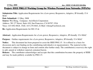 Project: IEEE P802.15 Working Group for Wireless Personal Area Networks (WPANs)