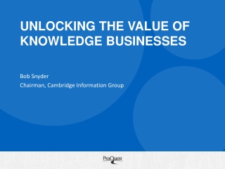 Unlocking the value of knowledge businesses