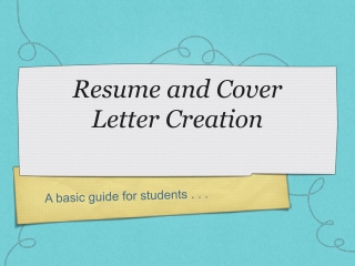 Resume and Cover Letter Creation