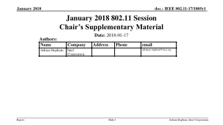 January 2018 802.11 Session Chair’s Supplementary Material