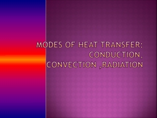 MODES OF Heat Transfer: Conduction, Convection ,Radiation