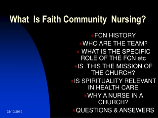 What Is Faith Community Nursing?