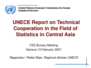 UNECE Report on Technical Cooperation in the Field of Statistics in Central Asia