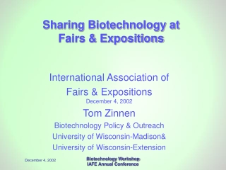 Sharing Biotechnology at Fairs &amp; Expositions