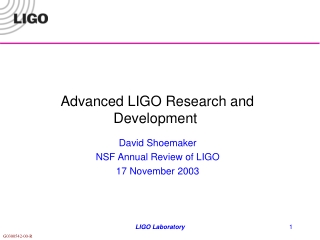 Advanced LIGO Research and Development 