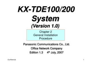 Panasonic Communications Co., Ltd. Office Network Company Edition 1.3 4 th July, 2007