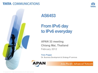 AS6453 From IPv6 day to IPv6 everyday