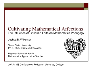 Cultivating Mathematical Affections